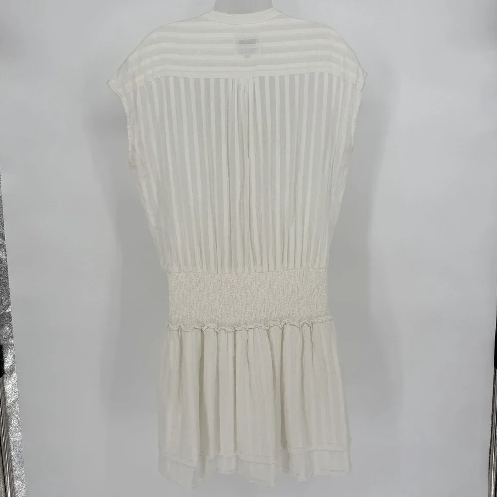 RAILS Sz M Angelina Mini Dress White Striped Sleeveless Smocked 100% Cotton‎ - Picture 3 of 9